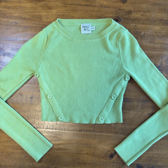 Princess Polly Green Long Sleeve sweater with button detailing size S/M NWOT - Picture 1 of 5